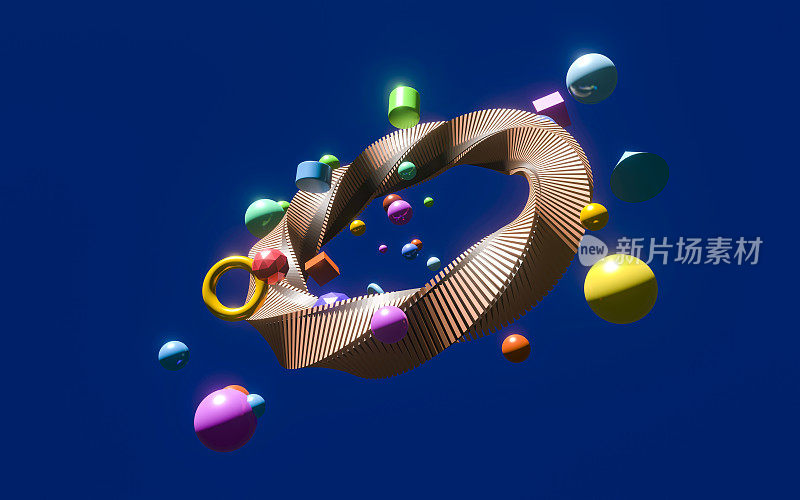 Colorful candy-like spheres scattered in a chocolate-colored twisted ring.